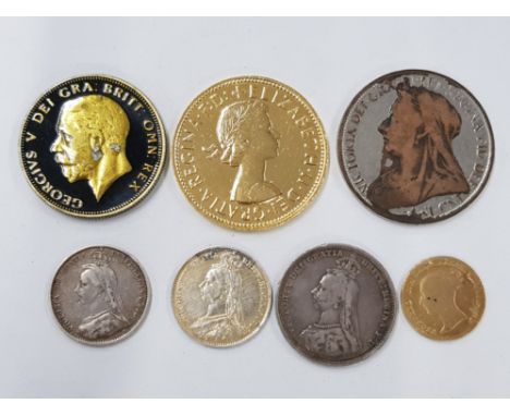 FIVE ENAMELLED SILVER COINAGE VICTORIAN AND LATER