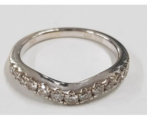 A 18CT WHITE GOLD AND DIAMOND WISHBONE PATTERN HALF ETERNITY RING SIZE J 2.8G GROSS