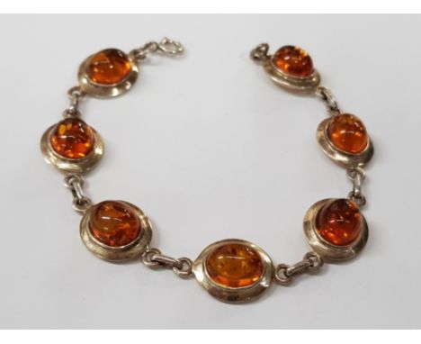 SILVER AND AMBER BRACELET 13.3G GROSS