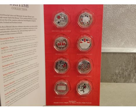 BEST OF BRITISH COLLECTION OF 8 COIN MEDALLIONS IN SILVER PLATED PROOF TYPE