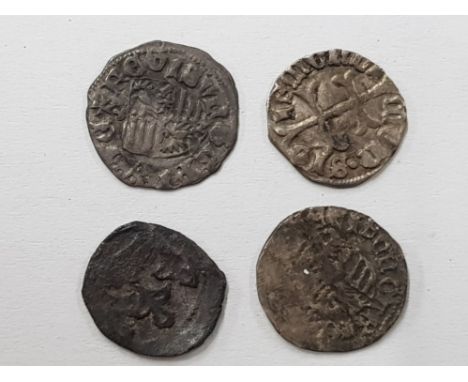 FOUR HUNGARIAN SILVER COINS SIGISMUND OF LUXEMBOURG DATING BETWEEN 1387 AND 1437