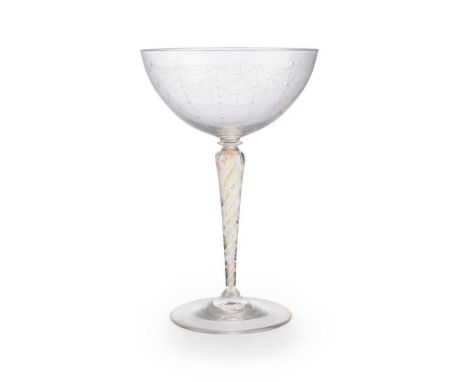 etched glass, gilt inclusions, air-twist stem23cm (9in) highFootnote: Exhibited:St Louis World's Fair, 1904 (design exhibited