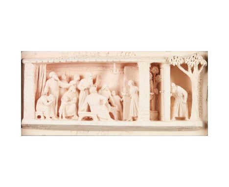terracotta, each within ebonized wood and gilded frames and incised G. Tinworth, comprising SALOME DEMANDING THE HEAD OF JOHN