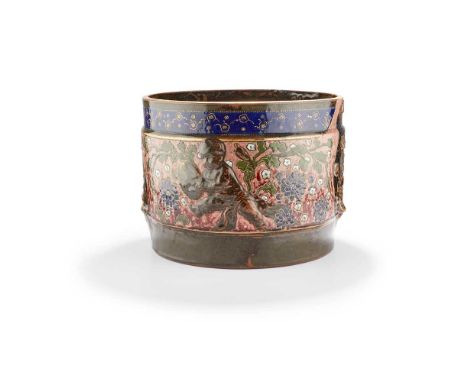 relief-moulded and glazed ceramic with gilt highlights, incised EDammouse, incised TC/ 33 31cm (12 3/8in) wide, 23.3cm (9 1/4