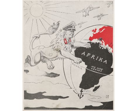 Karikatur - - H. Bohman. Kreatury "Nové Evropy" 1945. 12 politických karikatur. Akad. Mal. H. Bohman. 12 politische Karikatur