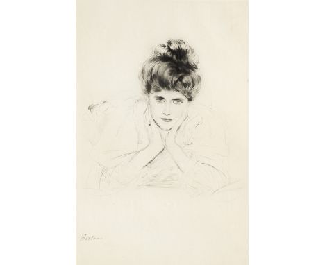 Jahrhundertwende - - Paul-Cesar Helleu.  (1859 Vannes - 1927 Paris). Portrait einer jungen Dame. Um 1900. Kaltnadelradierung 