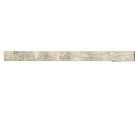 Elbe - - Stromkarte der Elbe (Deckeltitel) (und der Moldau). Tls. farbige lithogr. Karte in 56 Segmenten als Leporello alt au