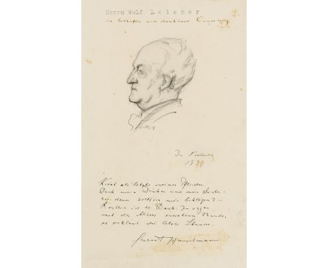 Gerhart Hauptmann. Eigenhändige Karte mit Unterschrift an Wulf Leisner, Intendant der Karl-May-Festspiele in Bad Segeberg, an