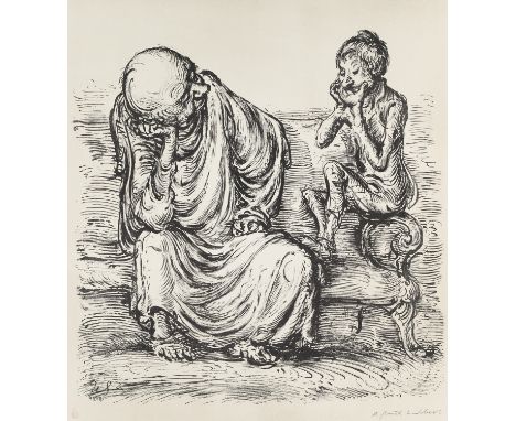 A. Paul Weber. Sammlung von 7 Original-Lithographien und einer Original-Radierung. Auf verschiedenen Papieren. Blattmaße von 
