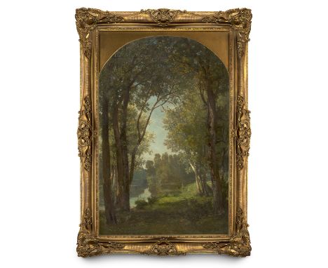 Landschaften - - Léon Auguste Mellé.  (1816 Paris - 1889 ebd.). Zwei Angler in der Natur. Um 1850. Öl auf Leinwand. 100,5 x 6