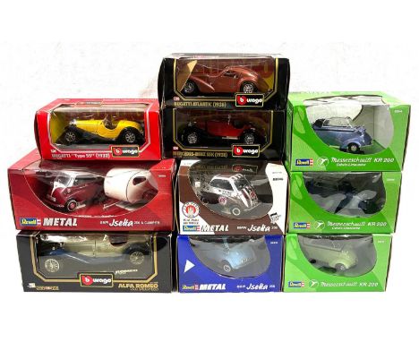 Revell &amp; Bburago 1/24th &amp; 1/18th Scale Group of Cars.To include Revell 08959 1/18th BMW Isetta 250 &amp; Camper Trail