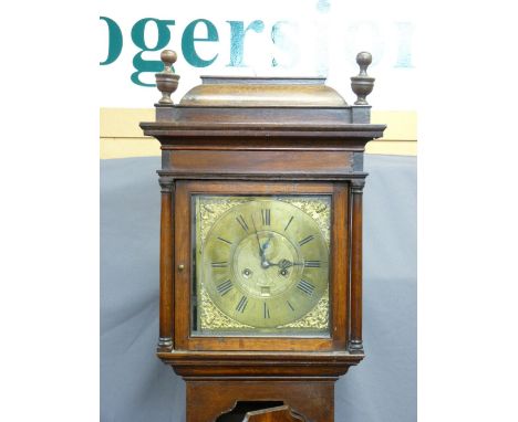 GEORGE III BRASS DIAL OAK LONG-CASE CLOCK by Seddon, Frodsham, 12½ inch square dial set with roman numerals and engraved deta