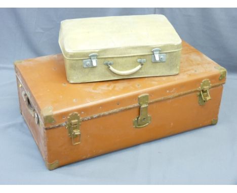 VINTAGE TRAVEL TRUNK and a suitcase, various measurements