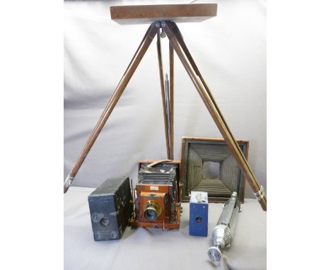 SANDERSON FOLDING CAMERA from 'The Westminster Camera Exchange London', tripod and other camera equipment