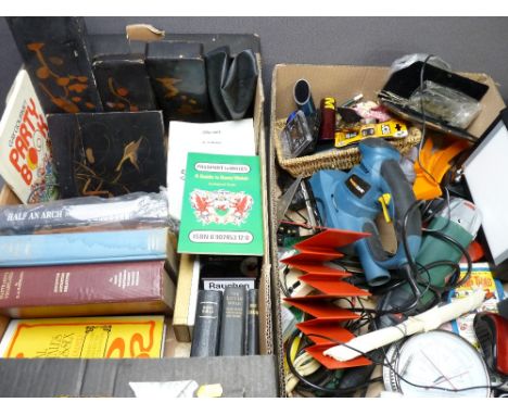 ASSORTED HOUSEHOLD ITEMS including power tools, photography equipment, books ETC