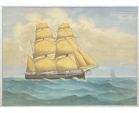 R Wilkins (19th century)Ship in Full Sailsigned, watercolour, 23.5cm x 33cm 