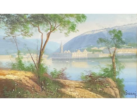 M Gianni (early 20th century)An Italian Lakesigned, gouache, 31cm x 49cm 