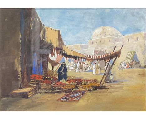 R. Giani?A Street in Tunis,indistinctly signed, watercolour and gouache, 24.5cm x 34cm 
