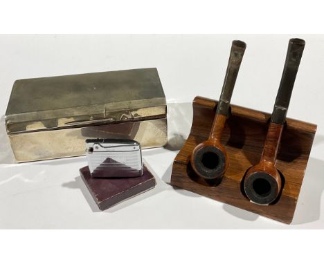 A late Edwardian/George V silver rectangular cigarette box, hinged cover, cedar wood lined, 16.5cm wide, Birmingham, marks ru