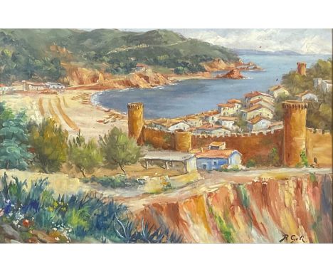 R. GeliMediterranean Bay,signed, oil on panel, 29cm x 44cm 