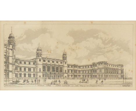 Two lithographs of architectural drawings, Stoneyhurst College, and two other ornithological prints.Qty: 4