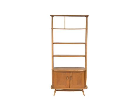 Ercol light elm Giraffe bookcase, open shelves over doors, width 88cm, depth 40cm, height 191cm.Condition report:Height shoul