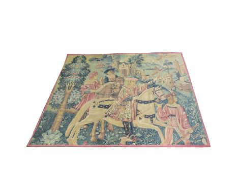Hines of Oxford, a replica wall-hanging tapestry 'Depart pour la Chasse', 1990s, 220x245cm.