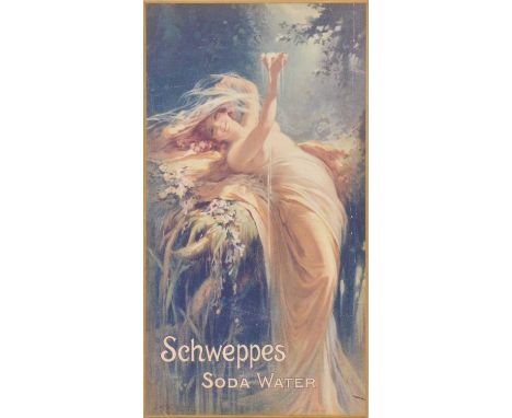 Schweppes Soda Water, advertising print on plyboard, late 20th century, 100x62cm; and a modern print of a pig racing on a tra