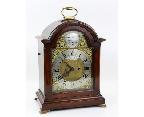Early 20th century mahogany bracket clock by W &amp; H Trimnell of Canterbury, the 8 day two train fusee, 5 pillar movement s