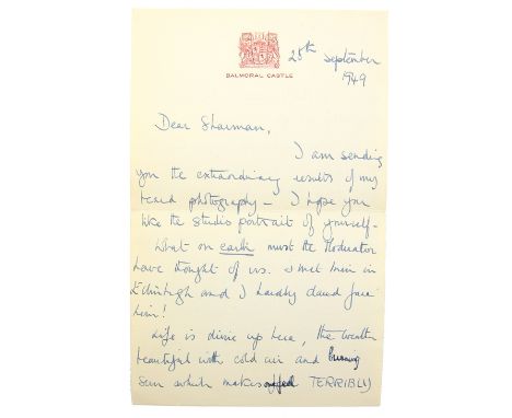 † HRH Princess Margaret, hand written signed letter on Balmoral Castle headed paper from Princess Margaret to Sharman Douglas