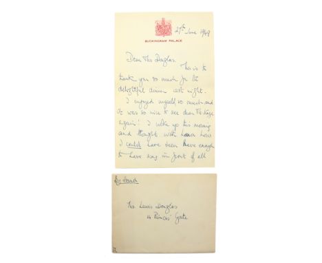 † HRH Princess Margaret, hand written signed letter on Buckingham Palace headed paper from Princess Margaret to Sharman Dougl