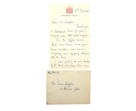 † HRH Princess Margaret, hand written signed letter on Buckingham Palace headed paper from Princess Margaret to Sharman Dougl