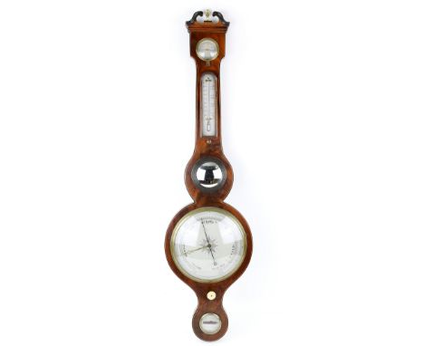19th century mahogany cased banjo form barometer by A Conti 77 Bell street Glasgow, 100cm .   