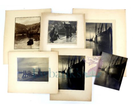 Edward Hillsworth, (1867-1941) Bromide print Landing the catch inscribed verso, 17cm x 21cm, The last low rays their Benedict