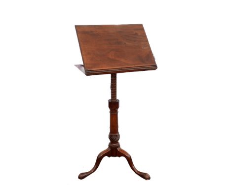 19th century mahogany height adjustable reading stand, with column support on splayed tripod base, 80cm (h) x 60cm (w)..   St