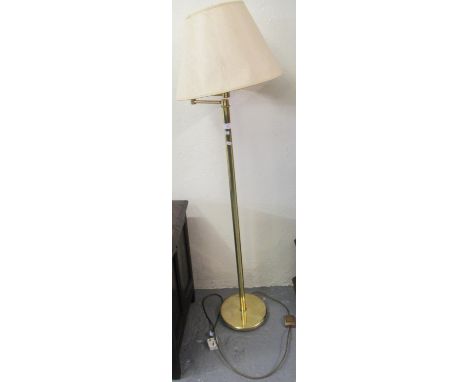 Modern brass standard lamp and shade.  (B.P. 21% + VAT) 