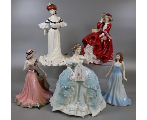 Two Royal Doulton bone china figurines to include; 'Top O' the Hill' and 'the gemstones collection March Aquamarine', togethe