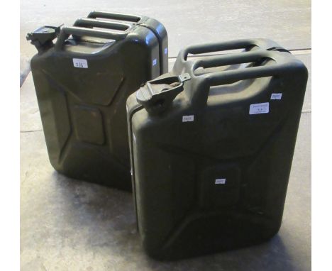 Two metal jerry cans, one military with arrow dated 1987. (2)(B.P. 21% + VAT) 
