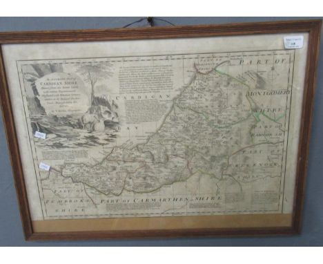 Thomas Kitchen, original uncoloured map of Cardiganshire, 35 x 53cm approx. Framed.(B.P. 21% + VAT) 