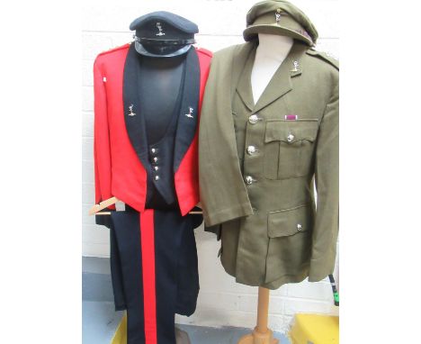 British Army Royal Signals uniform items to include; full dress uniform and khaki uniform with insignia of a captain. (B.P. 2