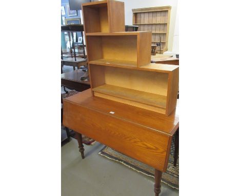 Victorian oak Pembroke table on ring turned baluster legs, together with a modern waterfall design graduated free standing bo