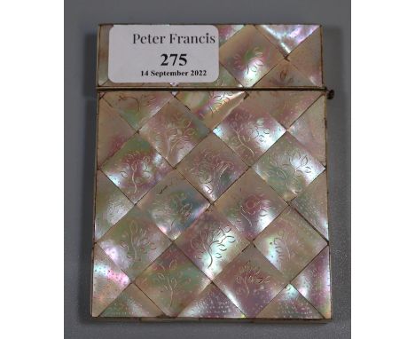 19th Century mother of pearl calling card case. (B.P. 21% + VAT)
