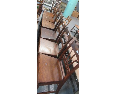 Collection of five similar 19th Century oak farmhouse bar back chairs, together with another similar farmhouse chair, a bobbi