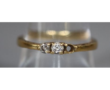 Unmarked Clogau diamond set dress ring. 2.9g approx, size Q + 1/2. (stone missing)(B.P. 21% + VAT) 