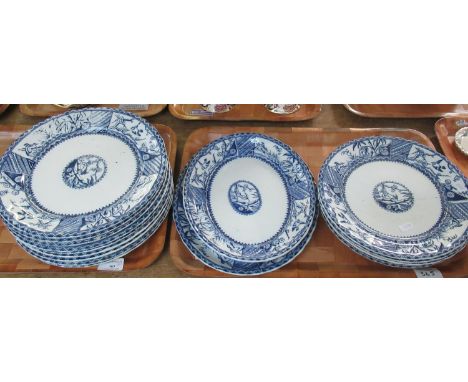 Two trays of blue and white oriental design Gordon B. Bros plates and oval dishes. (2)(B.P. 21% + VAT) 
