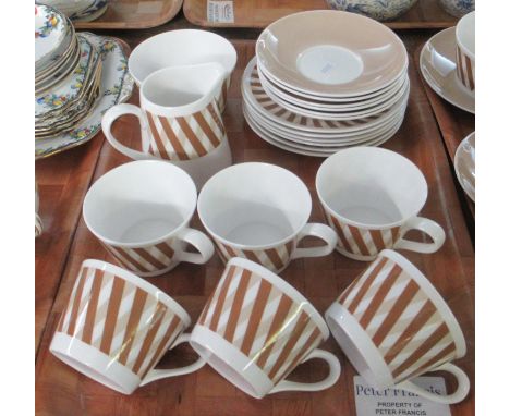 Five trays of Royal Tuscan English fine bone china 'Counterpoint' design items to include; 15 piece coffee set with coffee po