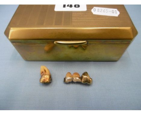 A small quantity of dental gold plus Markovitch black &amp; white cigarette box