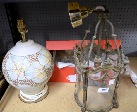 Brass ceiling light and other chandeliers 