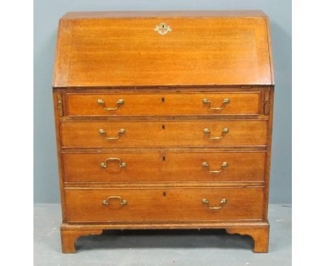 George III oak bureau on bracket feet 