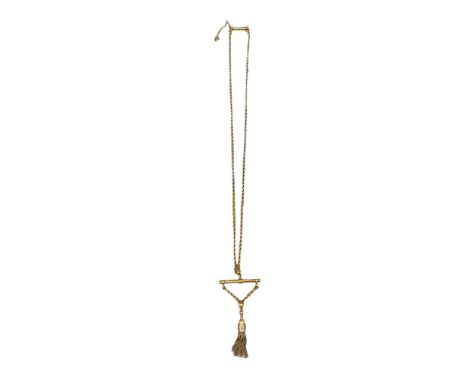 Außergewöhnliches Collier 14 K Gelbgold, L Kette ca. 50 cm, L  Anhänger ca. 6 cm, 1870-1880, Gewicht ca. 20 g.
